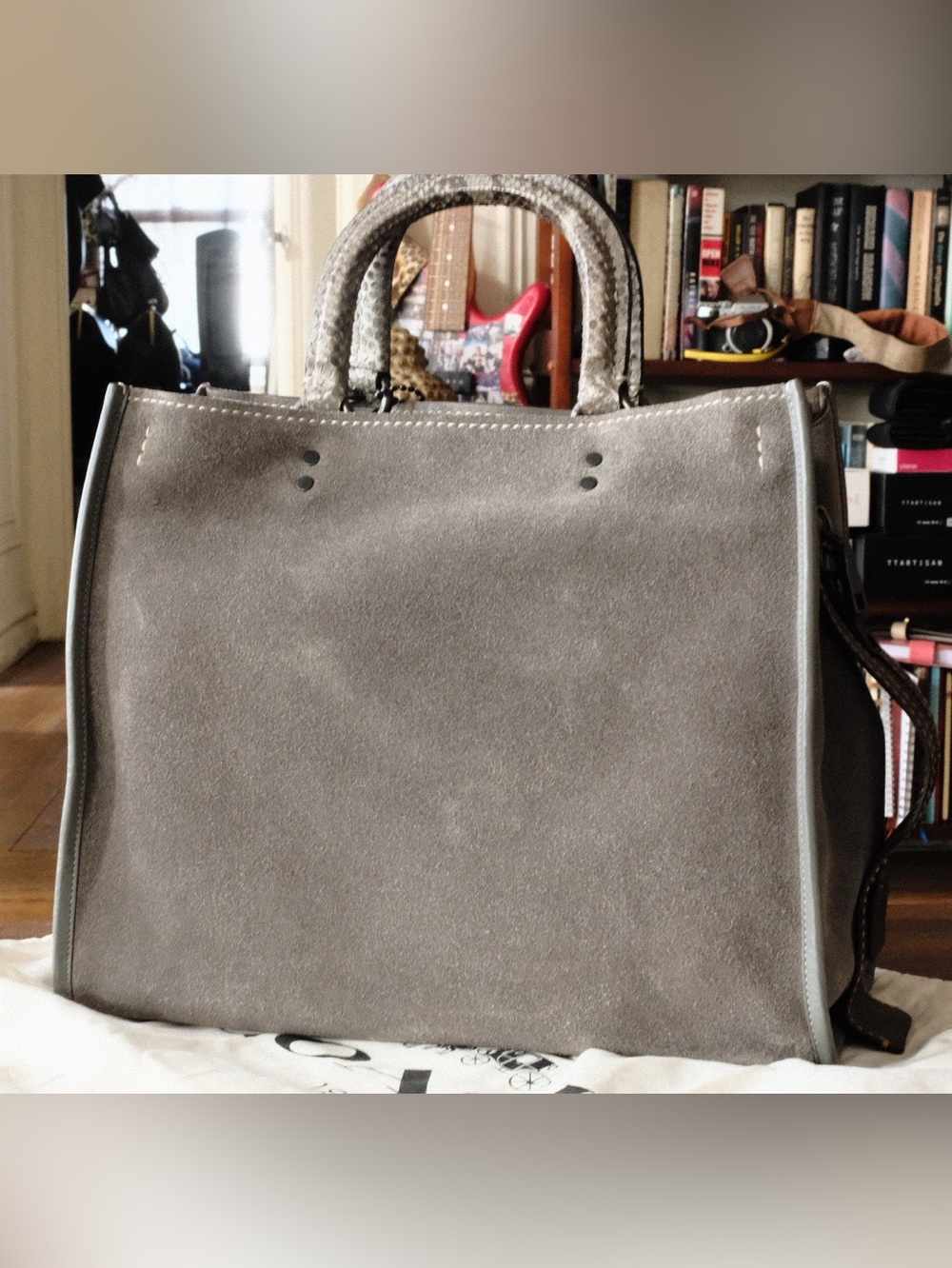 Coach Gray Suede MTO Rogue 36 With Genuine Python Handles and hang tag 1941 - Picture 2 of 11